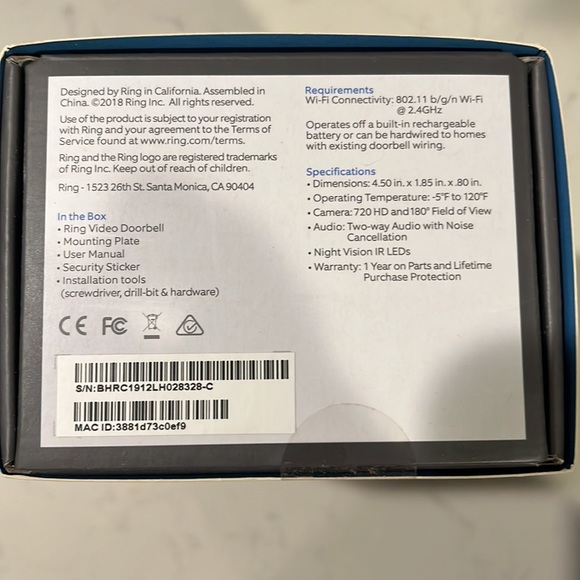 New In Box Ring Doorbell - Picture 5 of 5